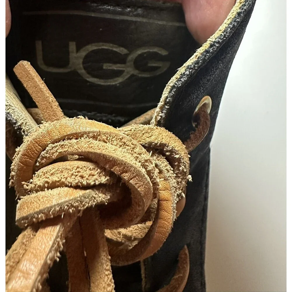 UGG Manhattan‎ Chukka Ankle Boots Shoes Black Leather Lace Up Men's SIZE 12